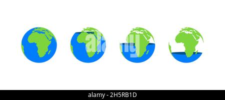 Blaues Wasser Umweltproblem Wasserstand. Vektorgrafik flach Stock Vektor