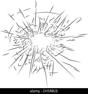 Gebrochenes Glassymbol isoliert auf weißem Hintergrund, Vektor Stock Vektor