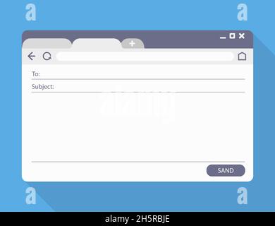 Moderne Website-Vorlage mit Fenster-E-Mail für Konzeptdesign, flache Vektorgrafik Stock Vektor
