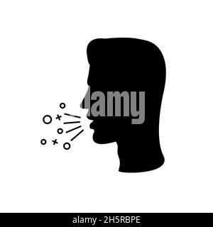 Husten Mann schwarz Symbol Virus Krankheit, Infektion menschlichen caugh Symbol isoliert flache Illustration Stock Vektor