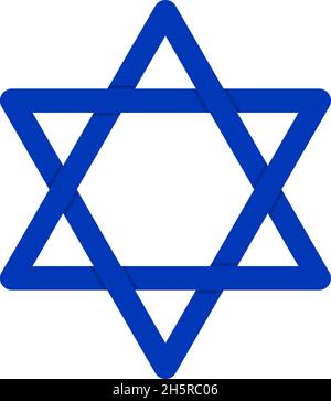 Blauer Davidstern auf weißem Hintergrund. Design von religiösen Feiertagen Stock Vektor