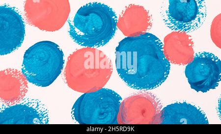 Abstrakter Hintergrund mit runden Pinselstrichen. Rosa und blaue Kreismuster Stockfoto