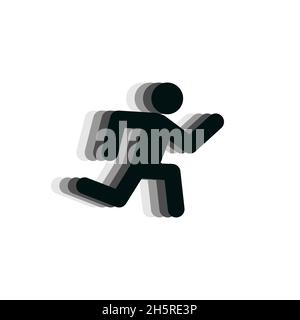 Running man schwarzes Symbol auf weißem Hintergrund. Vektorgrafik. Stock Vektor
