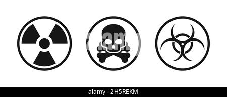 Set mit nuklear-chemisch-biologischem Symbol. Vektor-isoliertes Symbol. Stock Vektor