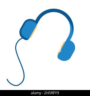Kopfhörer mit Kabel. Audiogeräte in flachem Stil. Stock Vektor