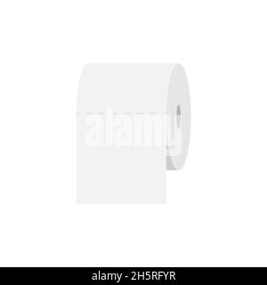 Toilettenpapier in flachem Stil auf weichem weißem Hintergrund. Flaches einfaches Vektorsymbol. Vektorgrafik Stock Vektor