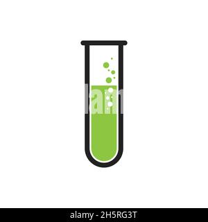 Logo für Reagenzglas. Wissenschaftliche Forschung, chemisches Experiment. Symbol, Symboldarstellung Vektor. Stock Vektor