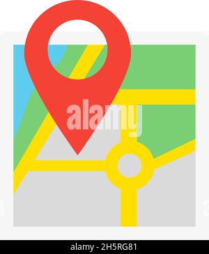 Flaches Symbol für Karten- und Kartenmarkierungen. Einfache Vektordarstellung für Elemente. Stock Vektor