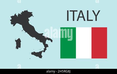 Italien Karte und Flagge. Flat Vector Icon isolierte Illustration Geografie Konzept Stock Vektor