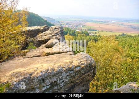 Sandsteinformationen bei Draske Svetnicky Stockfoto