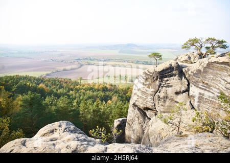 Sandsteinformationen bei Draske Svetnicky Stockfoto