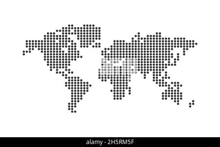 Weltkarte zeigt einfachen flachen Vektor. Abstrakter schwarzer Hintergrund. Stock Vektor