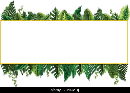 Ein horizontaler Rahmen aus tropischem Laub Vorlage Illustration Stock Vektor