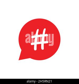 Hashtag-Symbol in Bubble, flacher Form. Vektor-Illustration für soziale Medien Stock Vektor