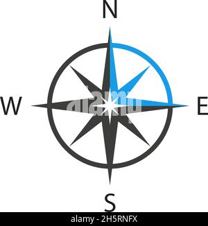 Kompasssymbol in flacher Ausführung auf weißem Hintergrund. Isolierte Vektordarstellung. Stock Vektor