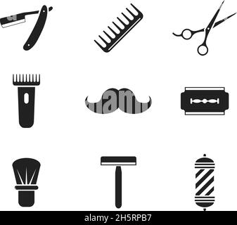 Barber Set Icon, Hipster männlich isoliert Vektor in flachem Stil Stock Vektor