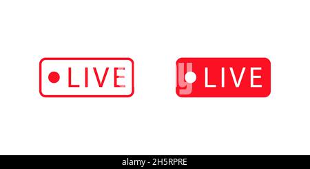 Live-Stream mit roter Taste in flachem Design. Vektordarstellung isoliertes Design-Element der Technologie Stock Vektor