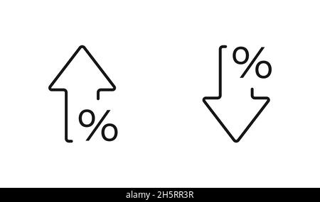 Prozentpfeilisoliertes Symbol im Linienstil. Vector Geschäftskonzept in flacher Form. Stock Vektor