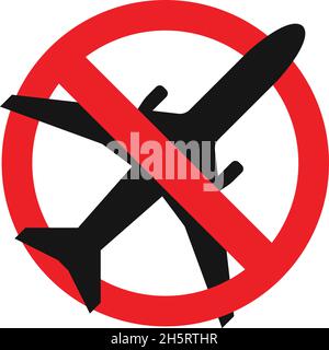 Symbol für „Stop Air Travel“ in flachem Design. Isoliertes Vektorzeichensymbol. Stock Vektor
