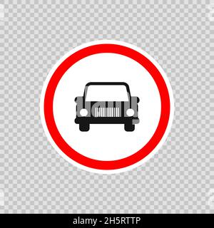 Verkehrszeichenbegrenzung. Auto-Symbol in flacher Form auf transparentem Hintergrund. Vektorgrafik Stock Vektor