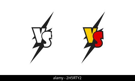 Versus isons in flacher Optik. Cartoon Retro Poster VS Vektor Illustration im Pop Art Stil Stock Vektor