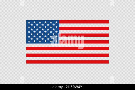 USA-Flagge auf transparentem Hintergrund. Isolierte Vektorgrafik der Vereinigten Staaten von Amerika Stock Vektor