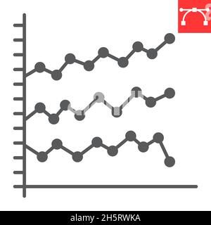 Marktanalyse Glyphen-Symbol, Diagramm und Marketing, Marktanalyse Vektor-Symbol, Vektorgrafiken, editierbare Kontur solid-Zeichen, eps 10. Stock Vektor
