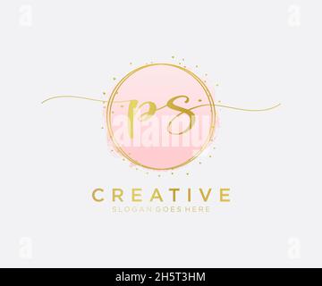 Feminines PS-Logo. Verwendbar für Natur, Salon, Spa, Kosmetik und Beauty Logos. Flaches Vektor-Logo-Design-Template-Element. Stock Vektor