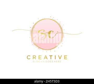 Feminines SC-Logo. Verwendbar für Natur, Salon, Spa, Kosmetik und Beauty Logos. Flaches Vektor-Logo-Design-Template-Element. Stock Vektor