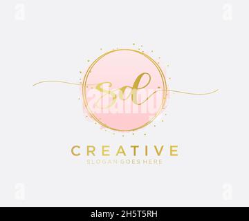 Feminines SD-Logo. Verwendbar für Natur, Salon, Spa, Kosmetik und Beauty Logos. Flaches Vektor-Logo-Design-Template-Element. Stock Vektor
