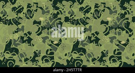 Grüne Textur Tarnmuster Mit Herzen Nahtloses Muster Hintergrund Vektor Illustration Kunst Stock Vektor