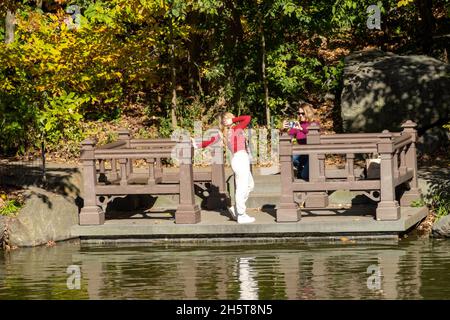 Der Central Park ist beliebt in der Herbstsaison, New York City, USA Stockfoto
