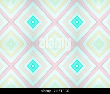 Nahtloses Rhombus-Muster. Aquarell Azteken Stockfoto