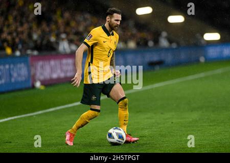 Parramatta, Australien. November 2021. 11. November 2021; Western Sydney Stadium, Parramatta, New South Wales, Australien; FIFA 2022 World Cup Football Qualification, Australien gegen Saudi-Arabien; Martin Boyle aus Australien Credit: Action Plus Sports Images/Alamy Live News Stockfoto