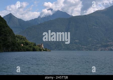 Villa La Gaeta auf einer kleinen Landzunge am Comer See, San Siro, Italien Stockfoto