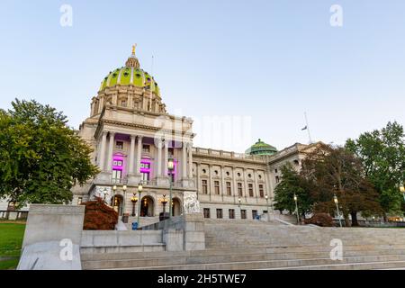 Harrisburg, PA - 21. Oktober 2021: Das Pennsylvania State Capitol Building Stockfoto