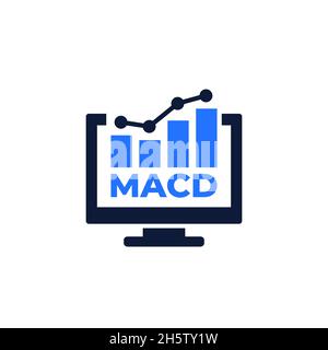 Symbol für MACD-Anzeige leuchtet weiß Stock Vektor
