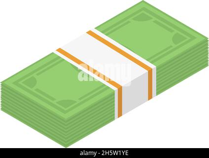 Geld ist ein Stapel von Banknoten flache Isometrie Stock Vektor