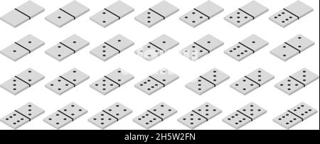 domino Spiel in flacher Stil Isometrie, Vektor gesetzt Stock Vektor