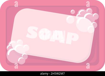 Ein Stück Seife in flacher Form auf weißem Hintergrund Stock Vektor