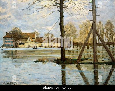 Alfred Sisley (1839-1899). Englischer impressionistischer Maler. Fähre zur Ile-de-la Loge, Flood, 1872. Öl auf Leinwand. Ny Carlsberg Glyptotek. Kopenhagen, Dänemark. Stockfoto