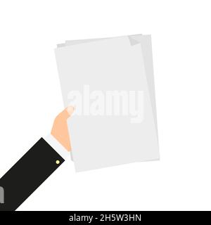 Leeres Blatt Papier in der Hand in flacher Form Stock Vektor