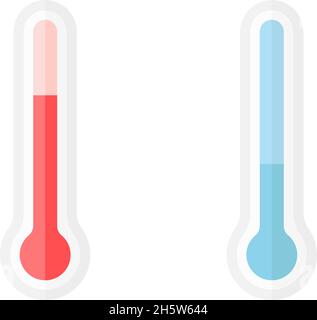 Farbenfrohe Thermometer-Symbole in flachem Stil, Vektorgrafik Stock Vektor