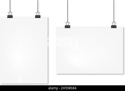 Blätter a4 hängender Schatten Mockup Set, Vektor isoliert Stock Vektor