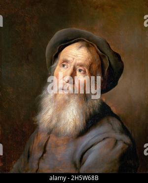 Bärtiger Mann mit Beret des niederländischen Künstlers aus dem Goldenen Zeitalter, Jan Lievens (1607-1674), Öl auf Tafel, c.. 1630 Stockfoto