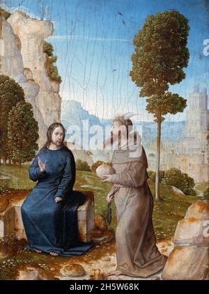 Die Versuchung Christi von Juan de Flandes (Johannes von Flandern: c. 1460- c. 1519), Öl auf Platte, c. 1500/04 Stockfoto