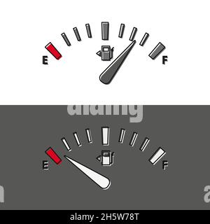 Gassensor eingestellt, voller und leerer Tank, Vektor Stock Vektor