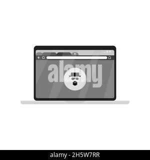 inkognito-Spionageagent auf Laptop-Suche, Hacker in der Wohnung Stock Vektor