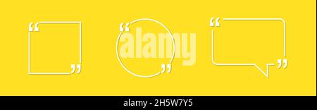 Zitat gelber Hintergrund für Text. Zitat Bubble Vector Icon Set Symbol Design Stock Vektor