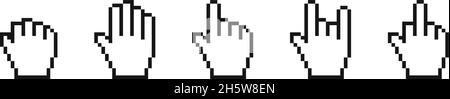 Gestenpixel-Handvektorsymbol. Fingercursor Internet-Arm-Symbol für Web einstellen. Flache Abbildung Stock Vektor